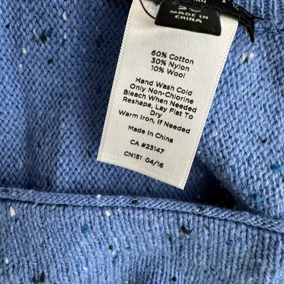 Talbots Speckled Sweater 2X Blue Cotton Nylon‎ Wool 3/4 Sleeve NWT FS-1359 - Picture 7 of 8